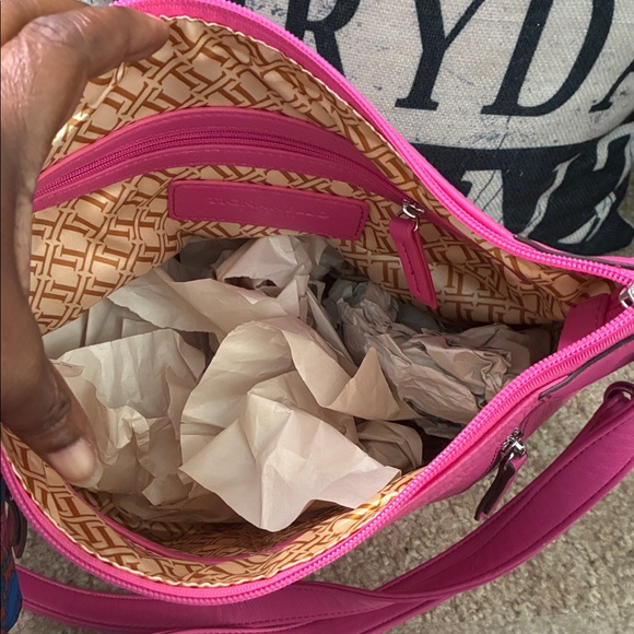 Tignanello Vibrant Pink Shoulder Bag with Silver Details bag charm and Tilly NWO - Picture 7 of 8